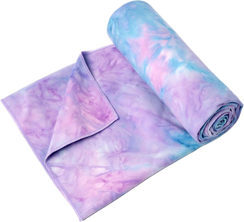 Eunzel 2 Pack Hot Yoga Towel Non Slip Yoga Mat Towel Non-Slip Sweat Absorbent Microfiber Towel for Hot Yoga, Pilates and Workout 72" x 26.5", Purple & Blue/Purple & Green - Image 2